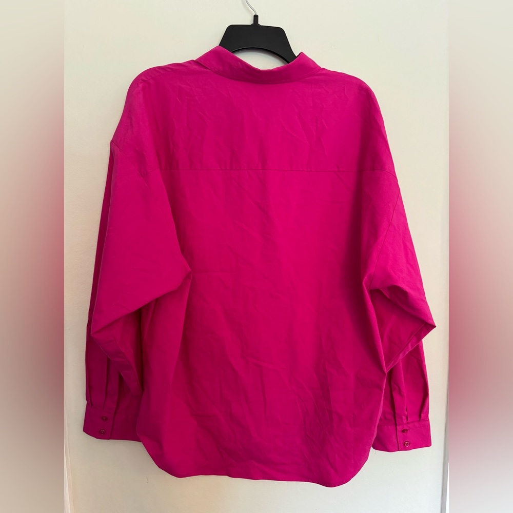 Express Cotton Poplin Boyfriend Shirt - Size Large - Picture 8 of 9